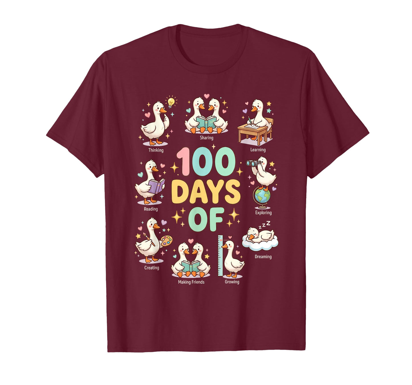 100 Days of School Cute Goose Teacher Classroom Humor T-Shirt