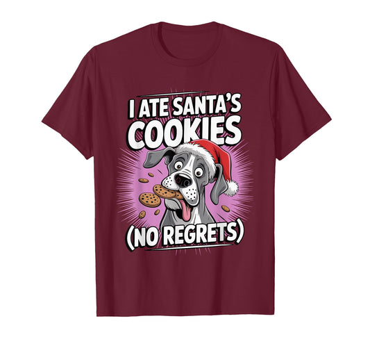 I Ate Santas Cookies Xmas Puppy Funny Christmas Great Dane T-Shirt