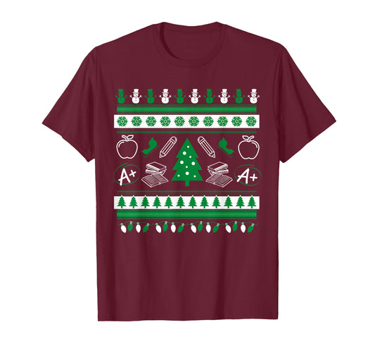 Teacher Ugly Christmas Sweater Instructor Elementary School T-Shirt