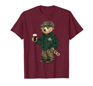 Cool Funny Teddy Bear Feeling Lucky Drinking St Patricks Day T-Shirt