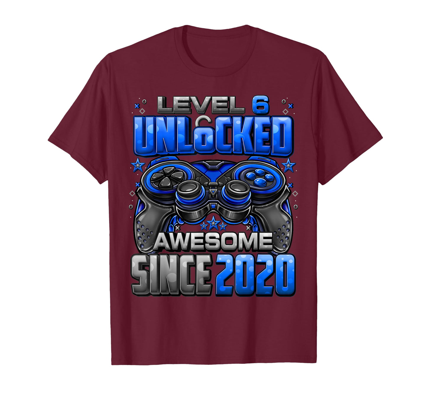Level 6 Unlocked Awesome Since 2020 6th Birthday Gaming T-Shirt