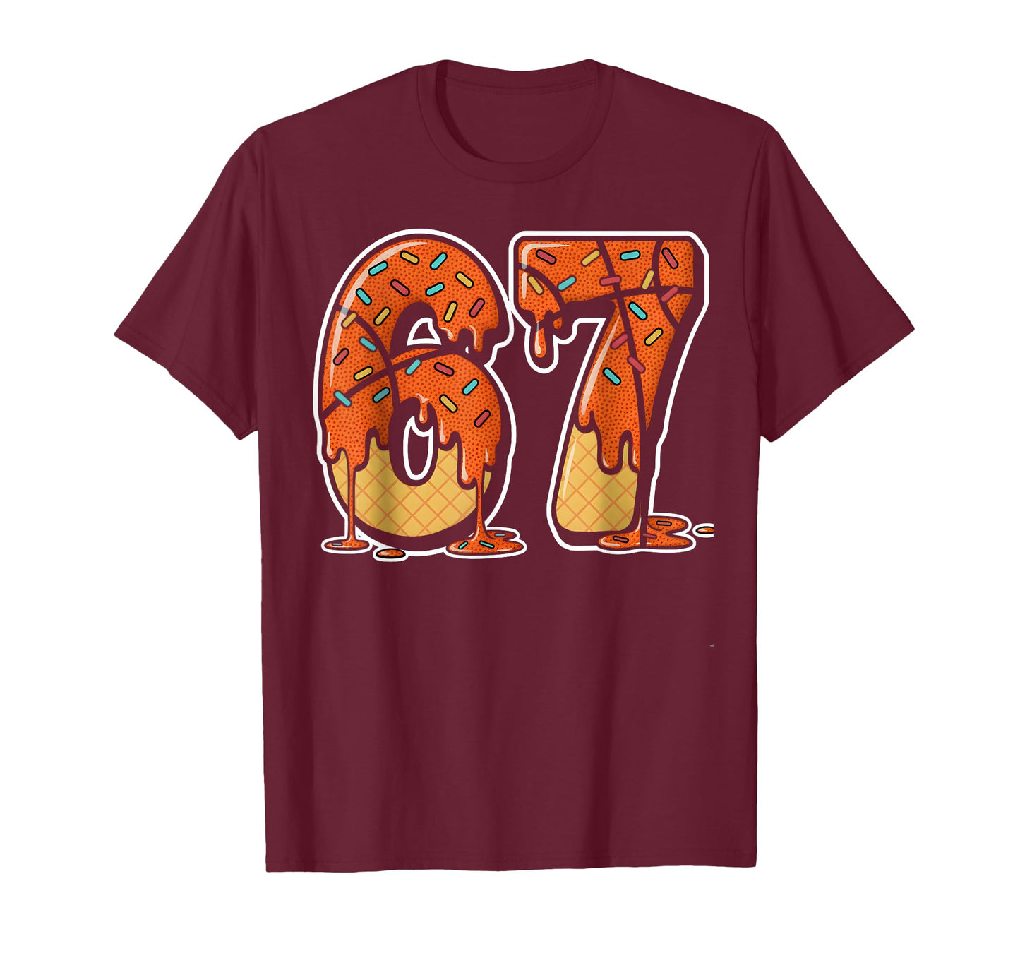 67 Ice Cream Drip Basketball Gen Alpha Slang Six Seven Meme T-Shirt