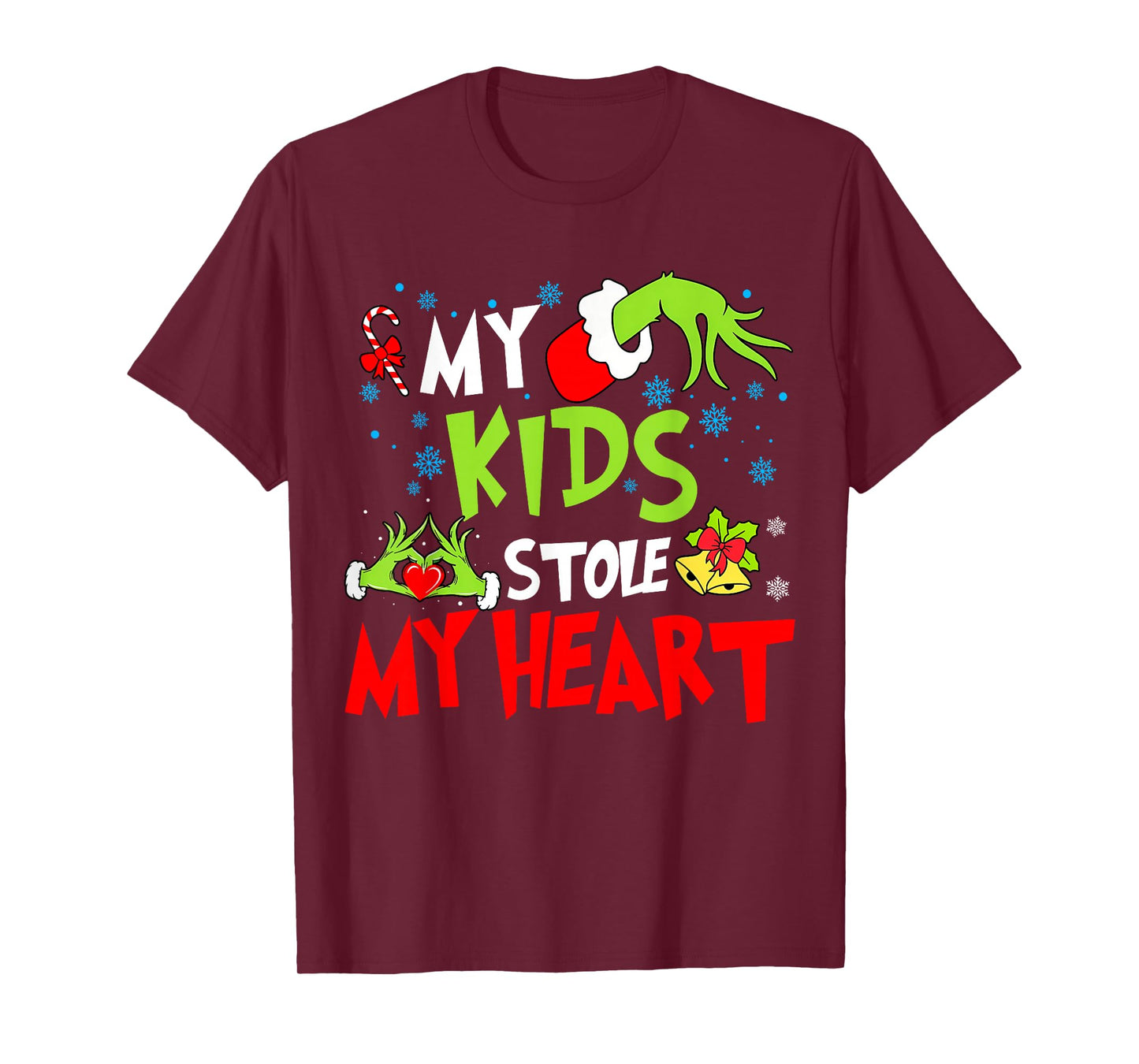 My Kids Stole Funny My Heart Matching Christmas Family T-Shirt