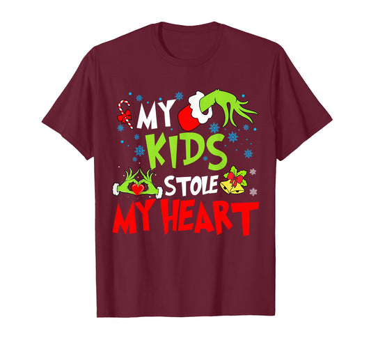 My Kids Stole Funny My Heart Matching Christmas Family T-Shirt