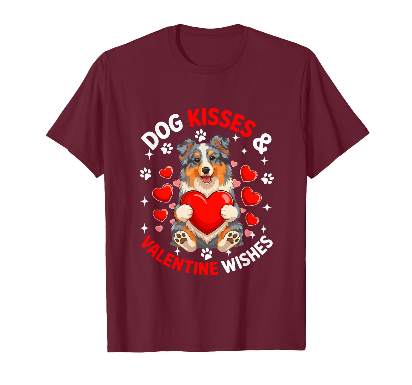 Dog Kisses and Valentine Wishes Cute Aussie Owner Kids T-Shirt