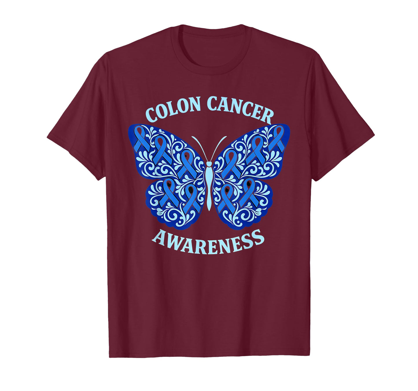 Colorectal Colon Cancer Awareness Blue Ribbon Butterfly T-Shirt