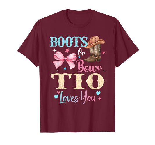 Boots or Bows TIO Loves You Gender Reveal Family T-Shirt