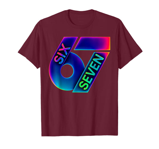 Fun Six Seven 6 7 Meme Colorful Design T-Shirt