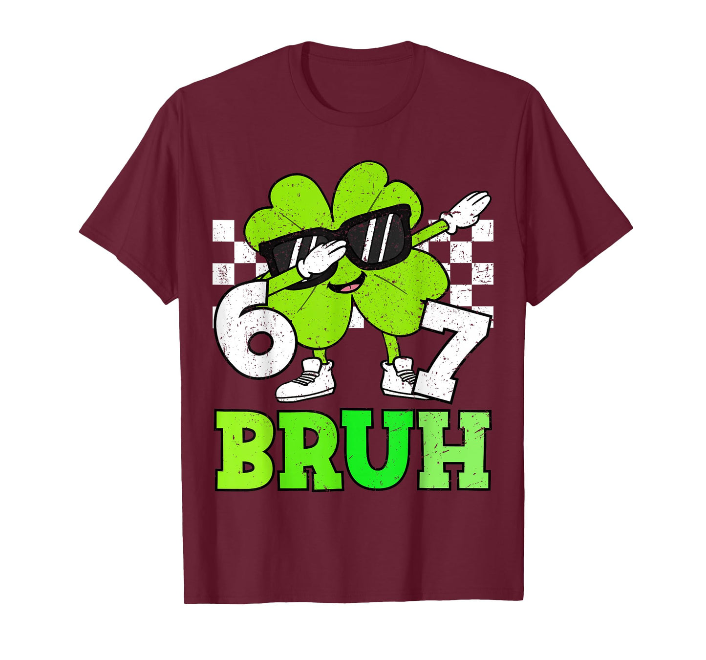 Boys St Patricks Day 67 Bruh Dabbing Shamrock Clover Kids T-Shirt