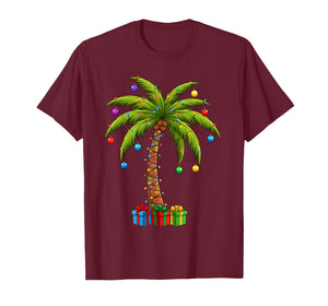 Tropical Christmas Hawaiian Santa Xmas Lights Palm Tree T-Shirt