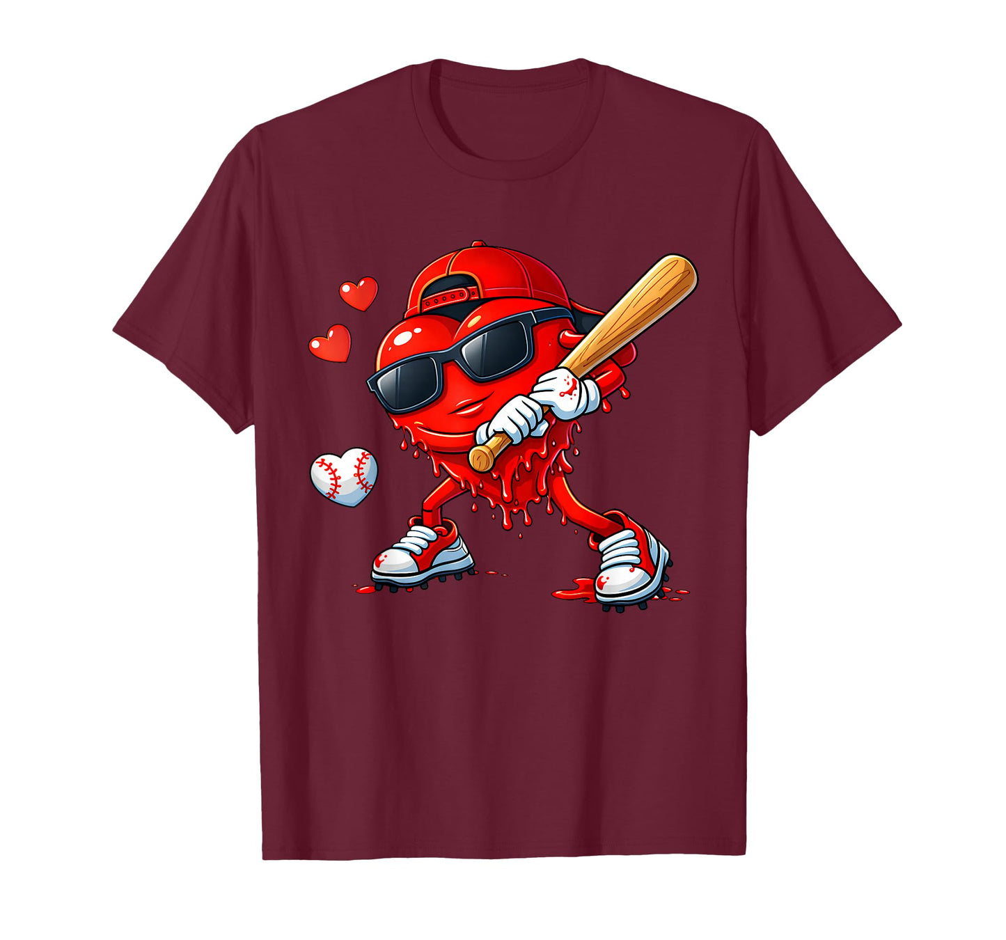 Valentine Baseball Heart Sports Love Valentines Day Boys T-Shirt