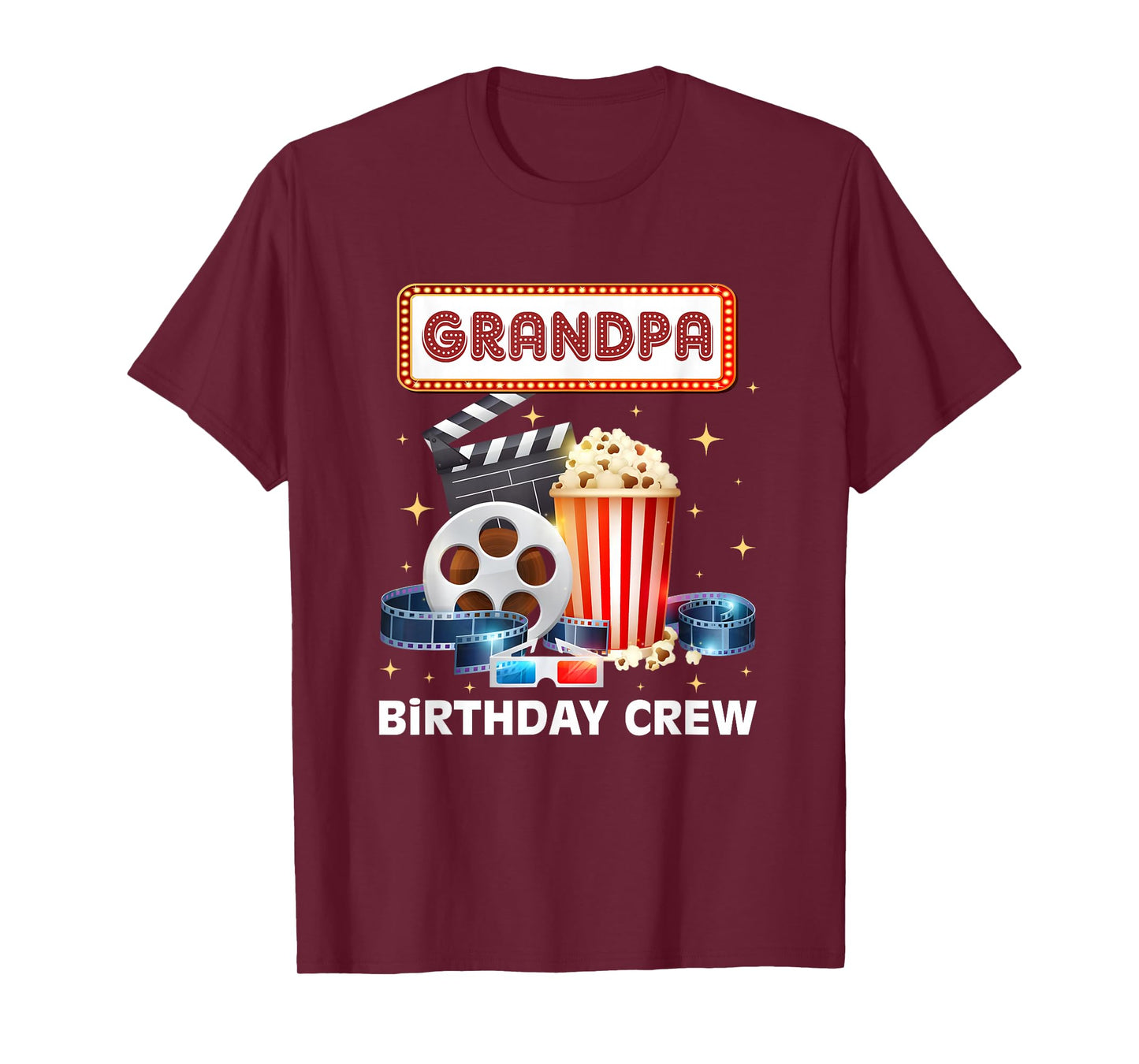 Grandpa Birthday Crew Movie Night Theme Matching Party T-Shirt
