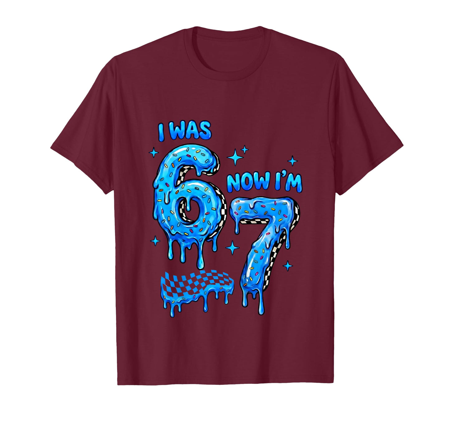 I was 6 Now Im 7 Checkered Drip Funny Kids Boys 6 7 Birthday T-Shirt