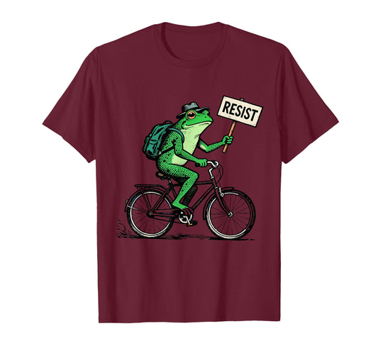 Frog On Bike Resist Portland Frog Protest Vintage T-Shirt