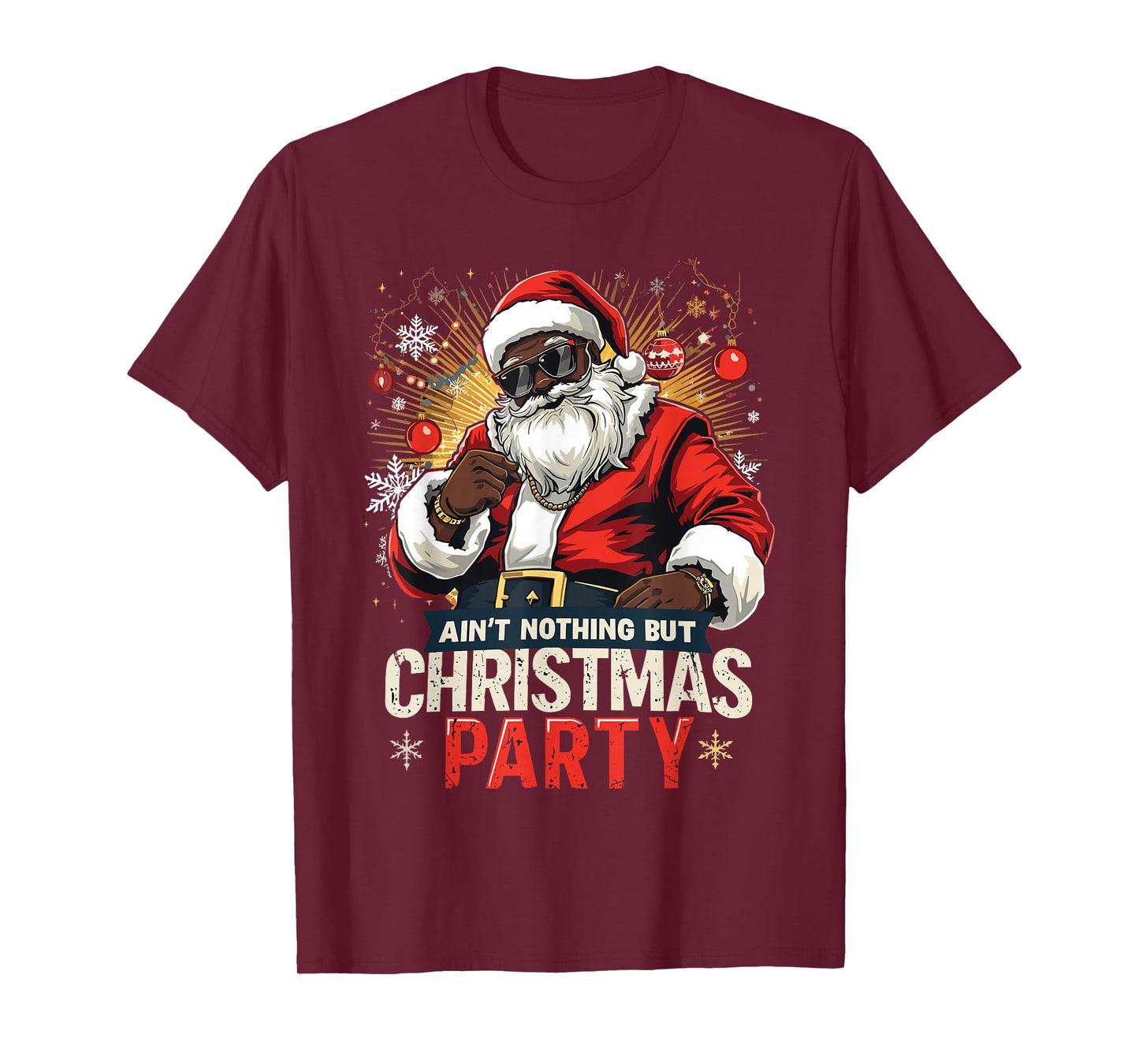 African American Santa Claus Christmas Xmas Pajama Party T-Shirt