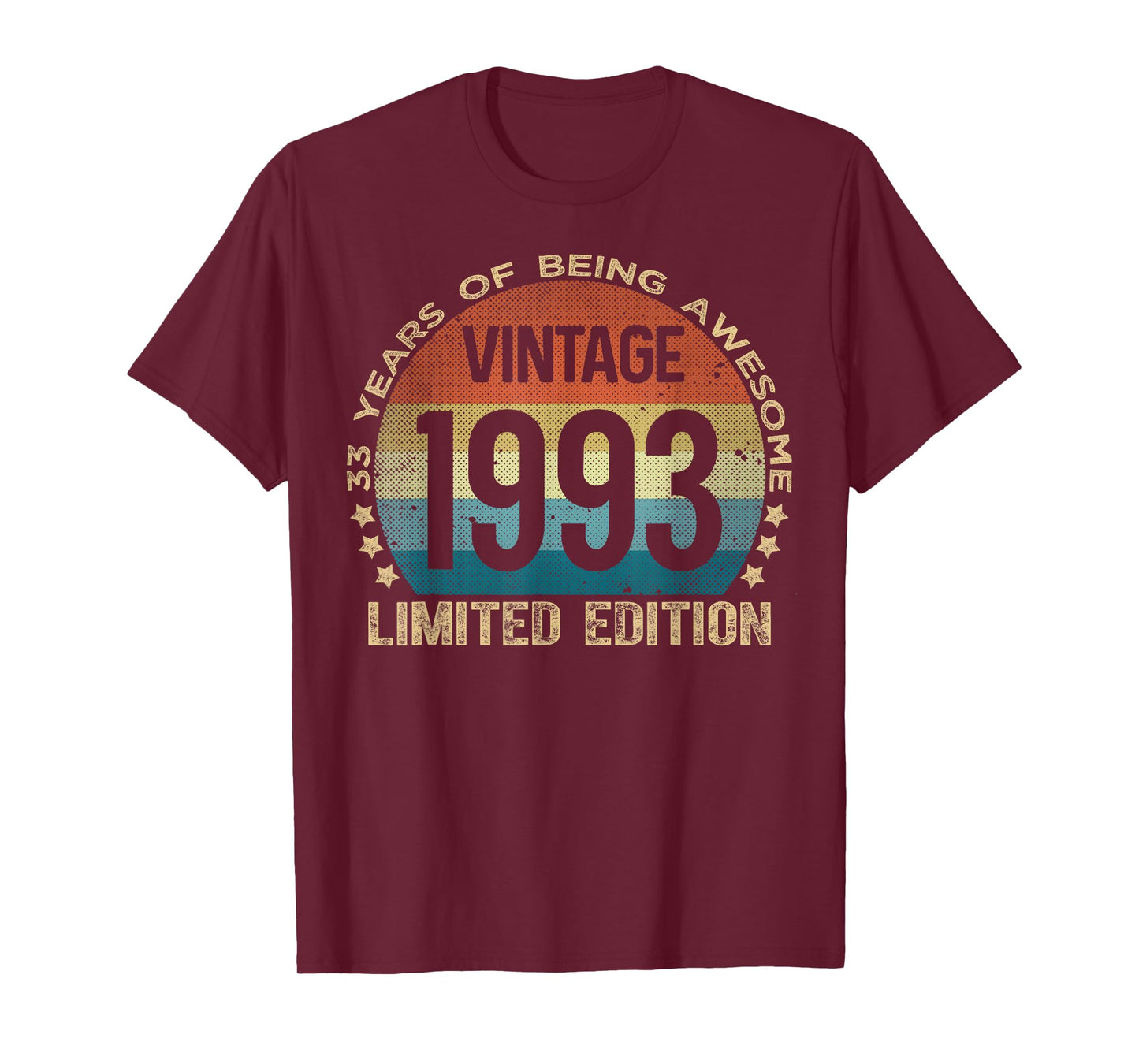 33 Year Old Gifts Vintage 1993 Limited Edition 33rd Birthday T-Shirt