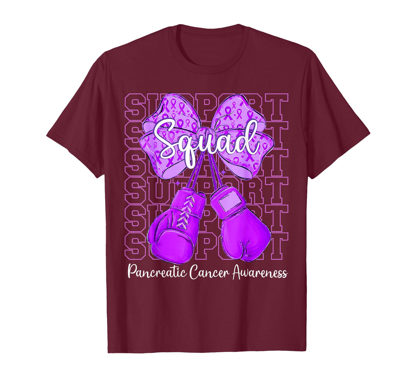Support Squad Coquette Purple Fight Pancreatic Awareness T-Shirt