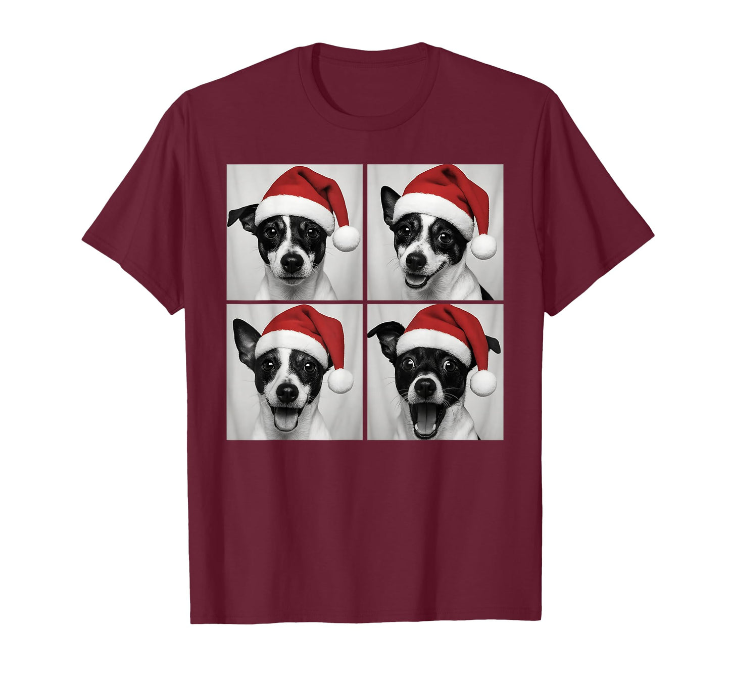 Funny Christmas Rat Terrier Santa Dog Lover Photo Booth T-Shirt