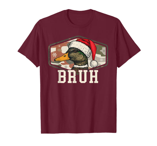 Bruh Santa Duck Hunting Camo Hat Men Women Kids Xmas Hunting T-Shirt