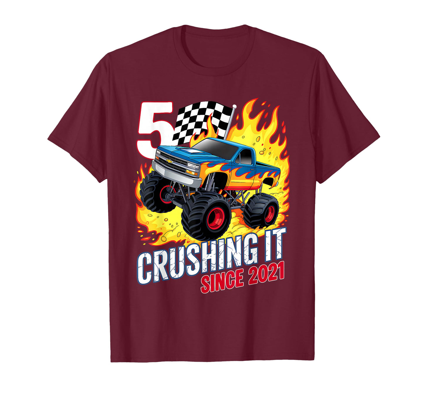 Birthday Monster Truck 5 Year Old Boys 5th Party Born 2021 T-Shirt