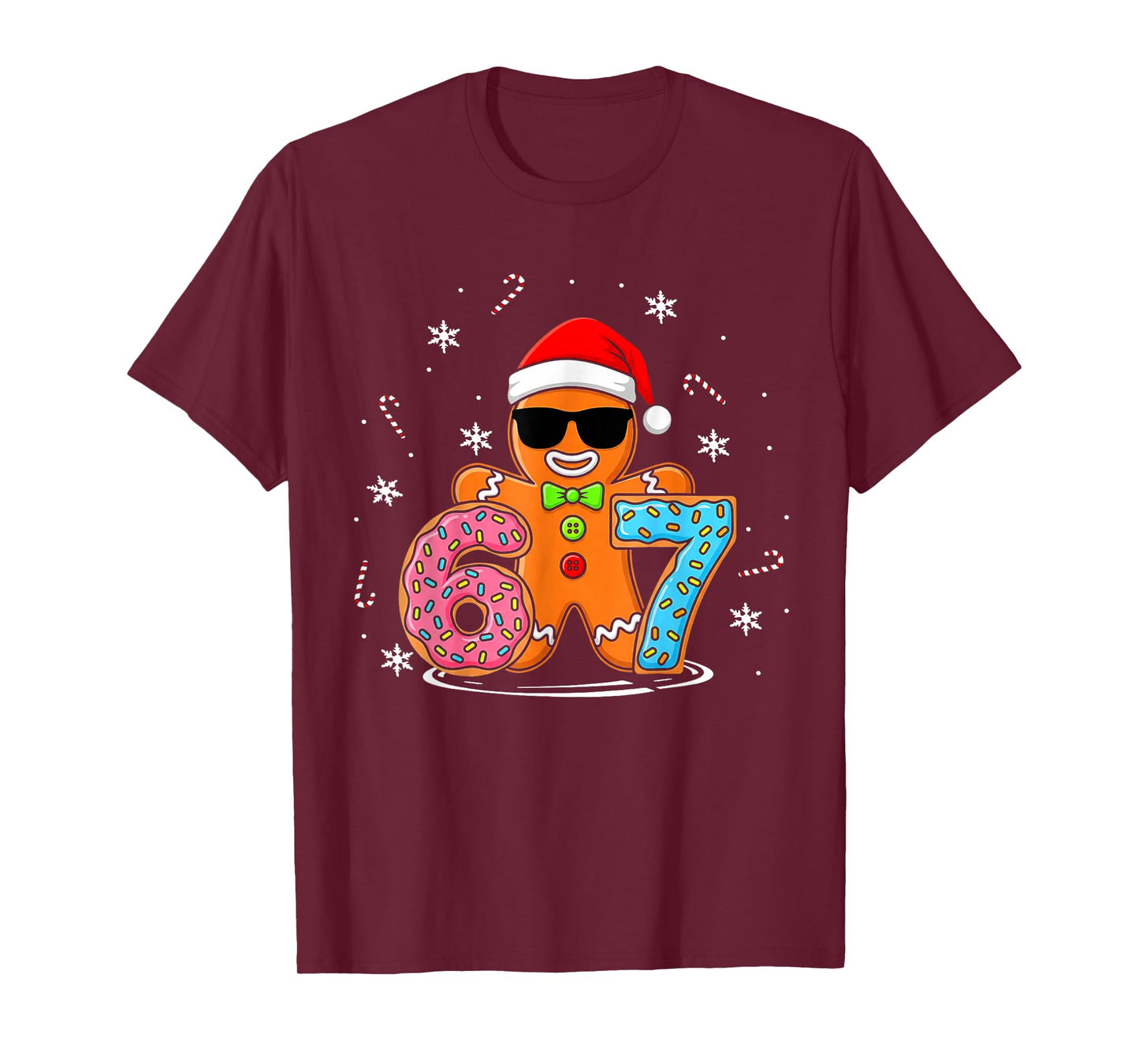 Funny Gingerbread 67 Six Seven Ice Cream Drip Christmas Boys T-Shirt