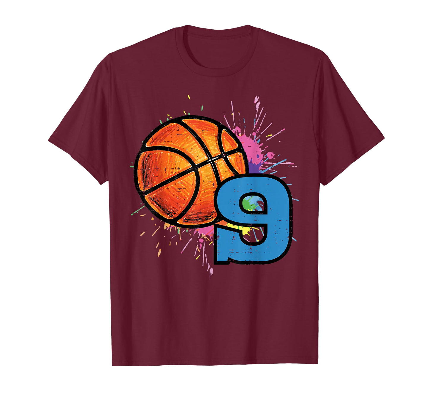 9th Birthday Basketball 9 Year Old Bday Sports Boys Kids T-Shirt