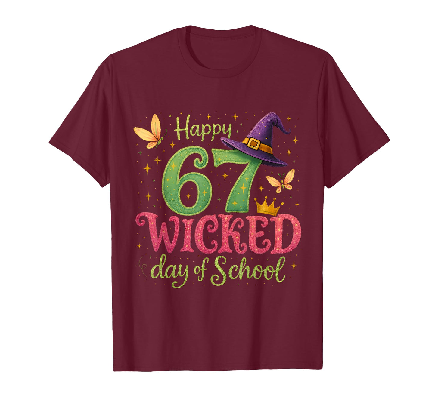 Happy 67 Wicked Day of School Sparkly Magical Teacher T-Shirt