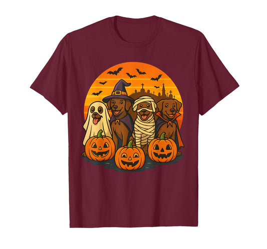 Halloween Brown Labrador Ghost Spooky Chocolate Lab Dog Mama T-Shirt