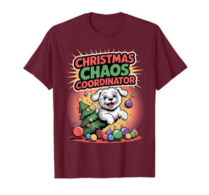 Christmas Chaos Coordinator Xmas Puppy Funny Maltese T-Shirt