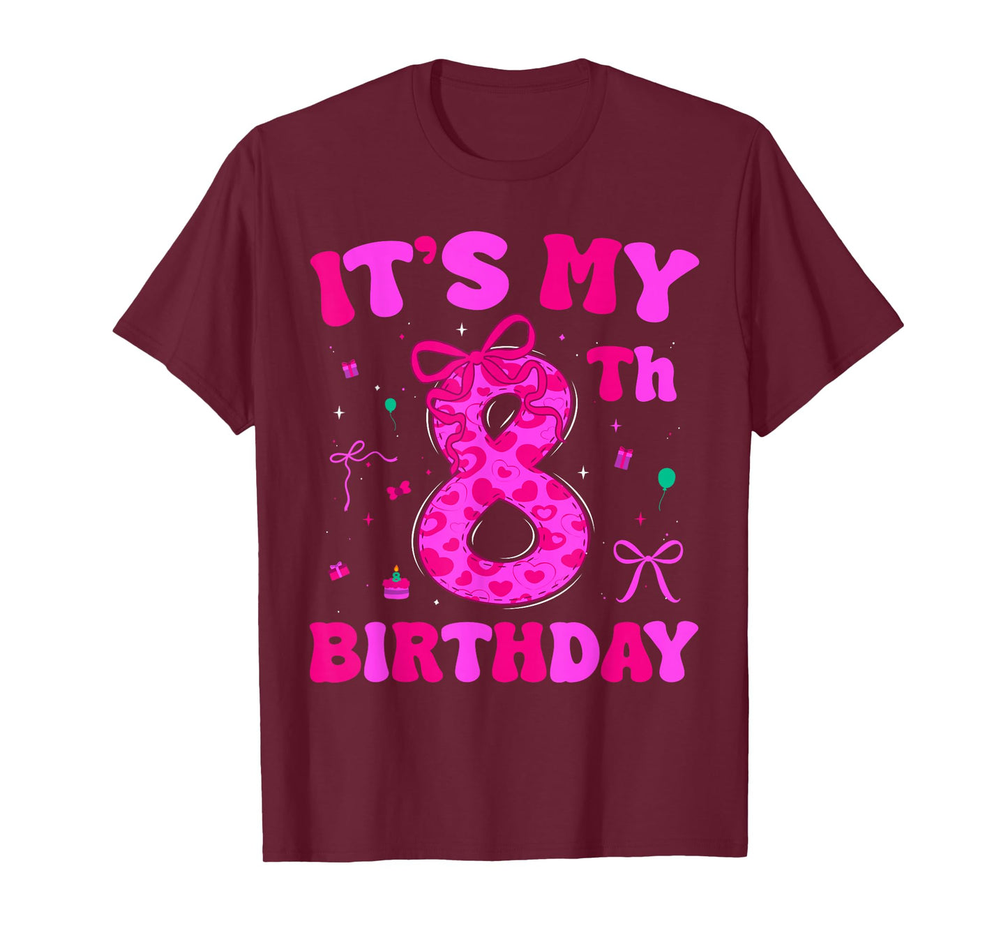 It's My 8th Birthday Coquette Bow 8th Birthday Girls T-Shirt