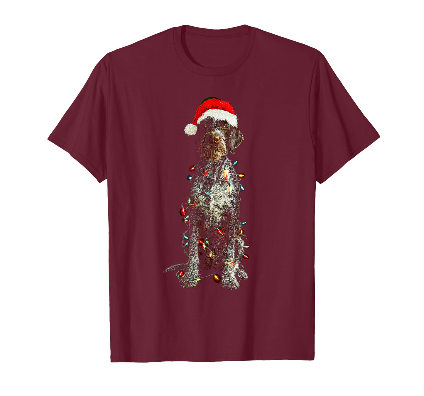 Funny German Wirehaired Pointer Christmas Graphic Dog Lights T-Shirt