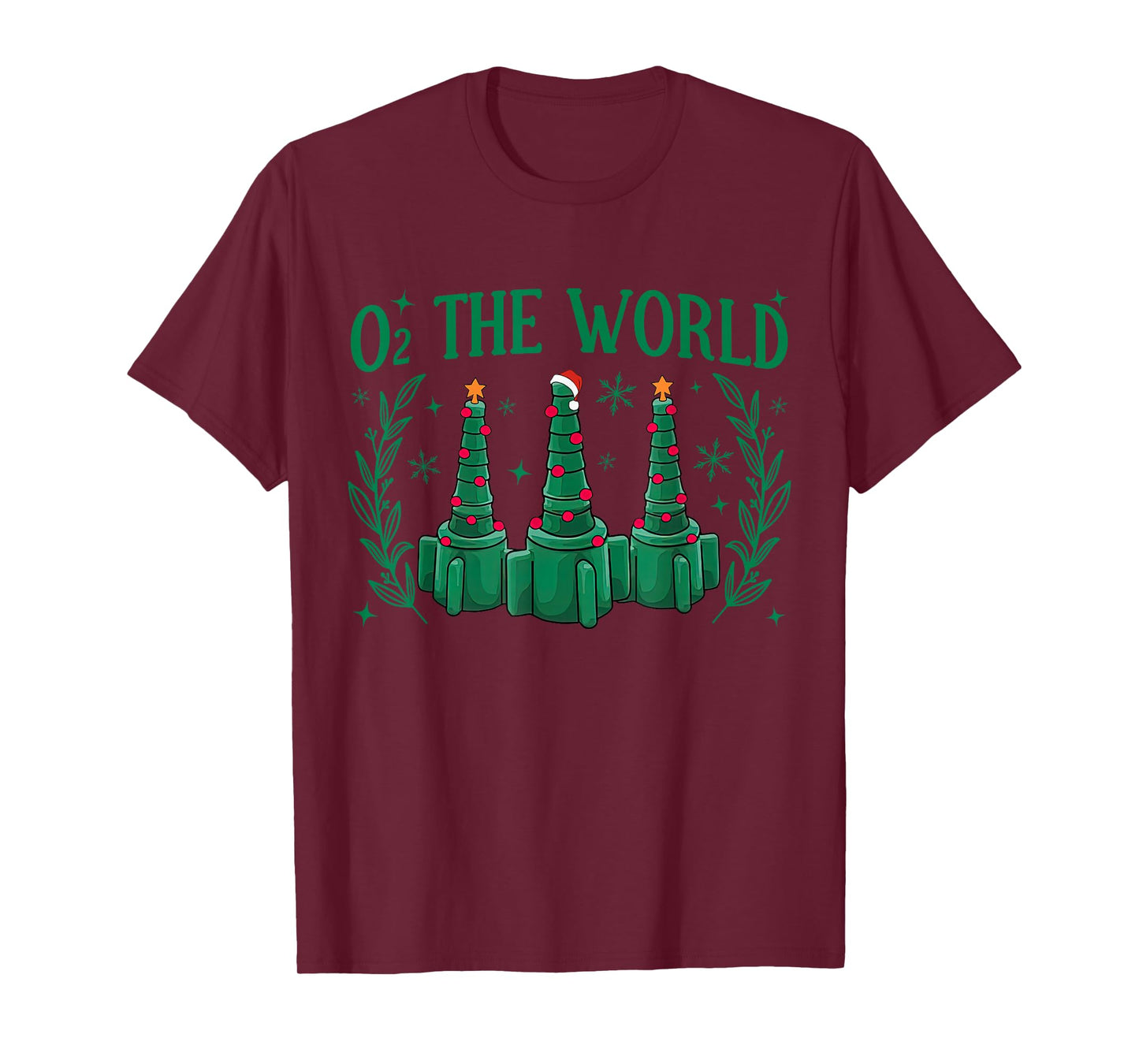O2 The Work Christmas Tree Lights RT Respiratory Therapist T-Shirt