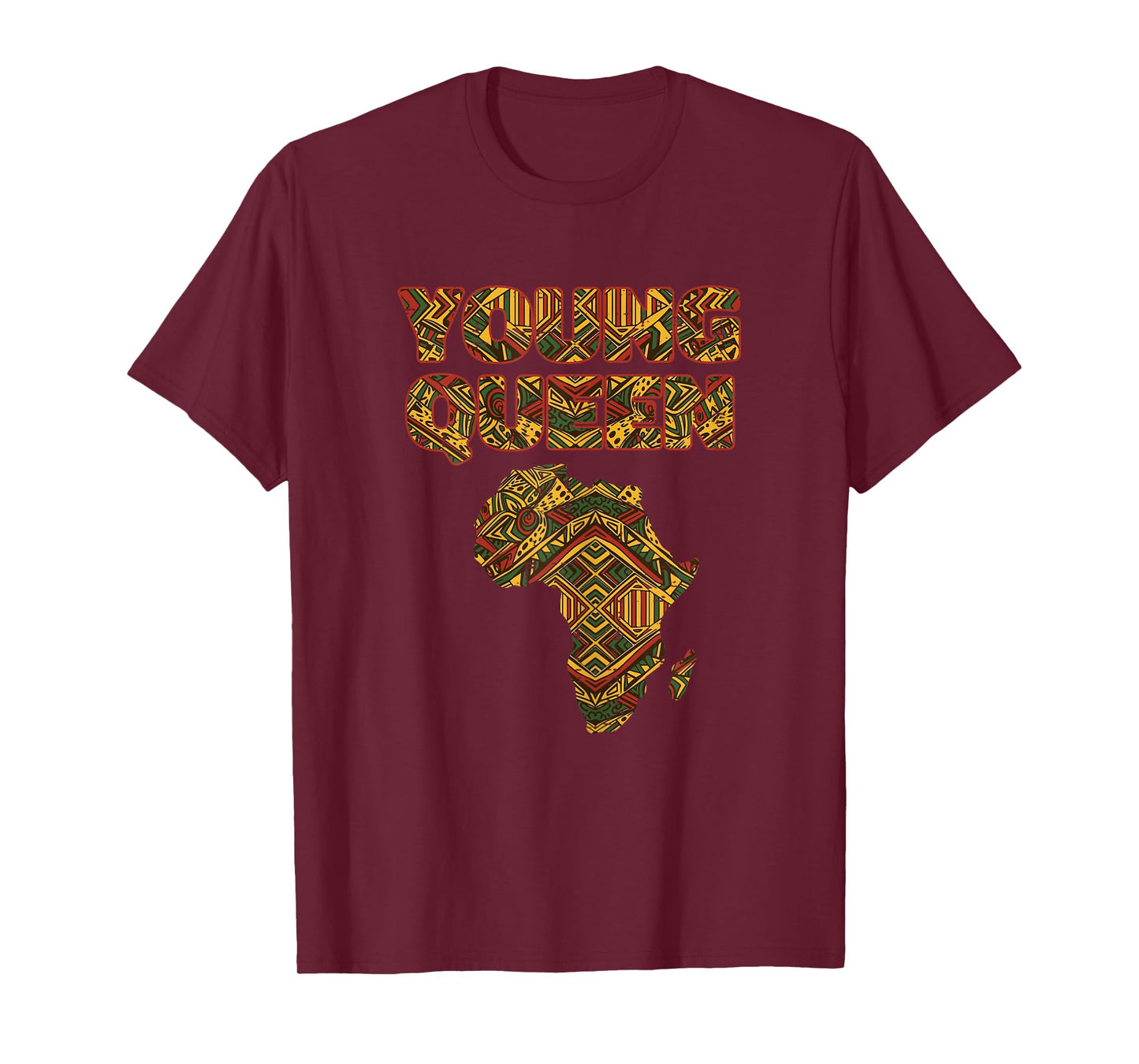 Black History Young Queen Africa Map African Girls Kid Women T-Shirt