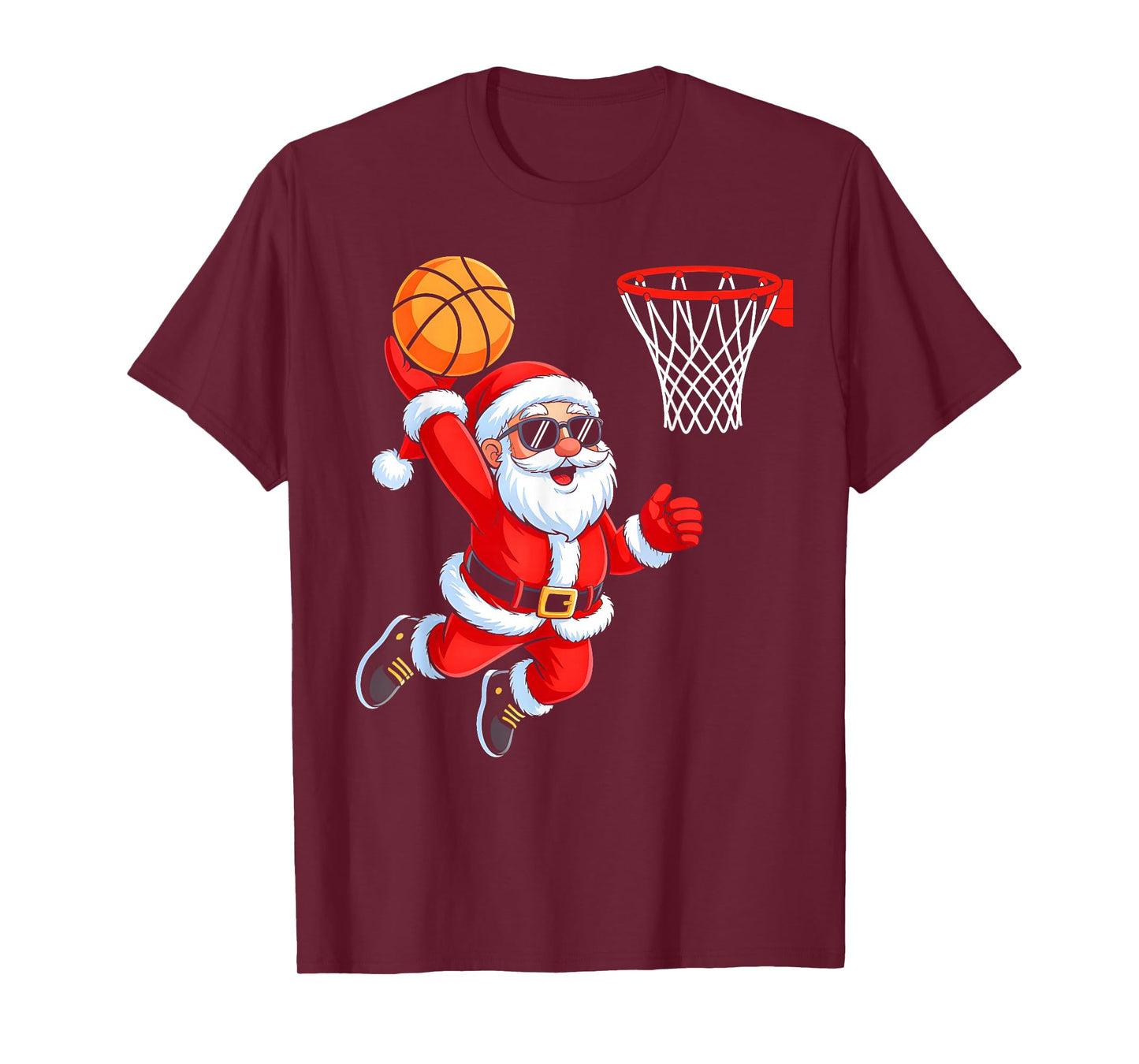 Basketball Santa Christmas Sports Men Boys Kids Xmas Pajamas T-Shirt