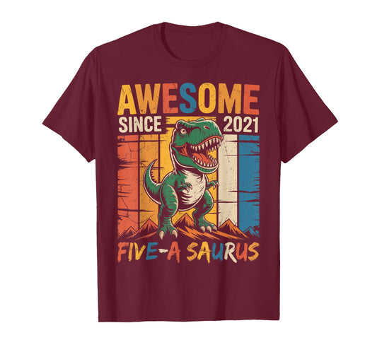 5 Year Old Dinosaur 5th Birthday Five Saurus Boys Kids T-Shirt