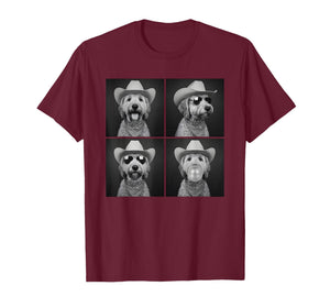 Photobooth Golden Doodle Selfie with Cowboy hat Sunglasses T-Shirt