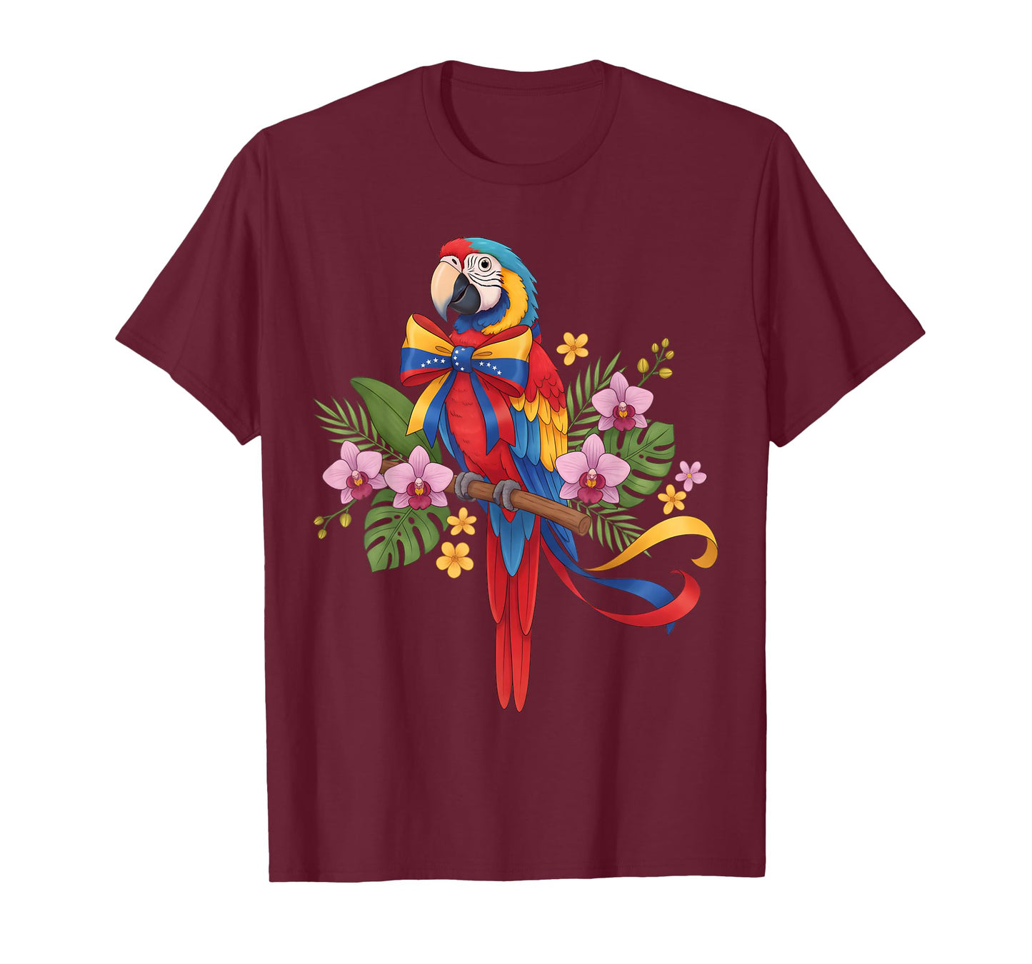Venezuela Parrot Watercolor Flag Colors Tropical Floral T-Shirt