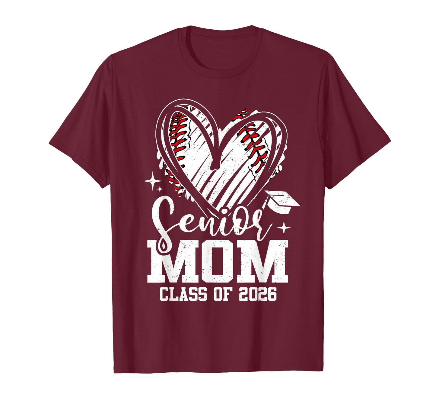 Senior Mom Class of 2026 Baseball Graduation Heart T-Shirt