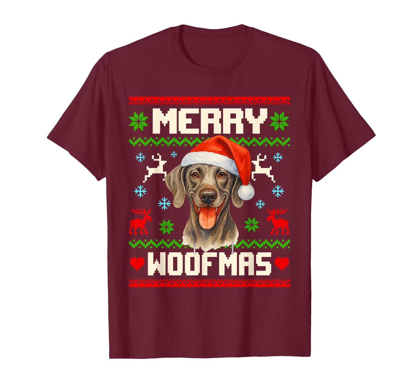 Weimaraner Dog Christmas Ugly Sweater Pet Dog Lover Xmas T-Shirt