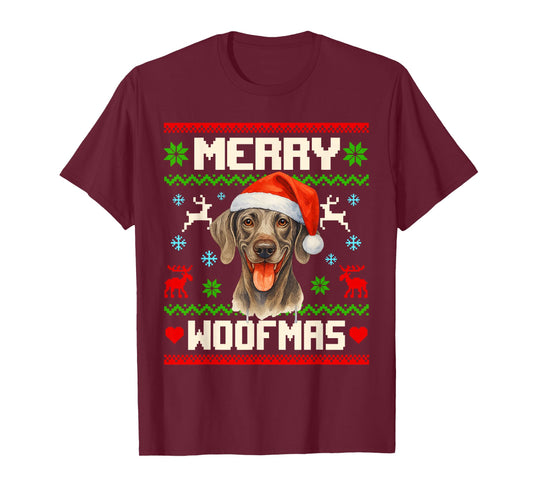 Weimaraner Dog Christmas Ugly Sweater Pet Dog Lover Xmas T-Shirt