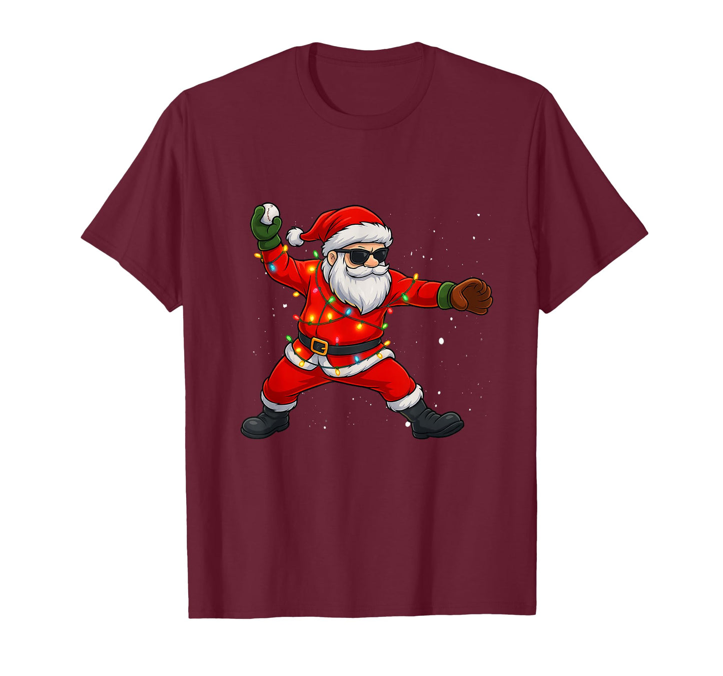 Christmas Santa Claus Baseball Pitcher Boys Kids Teens Xmas T-Shirt