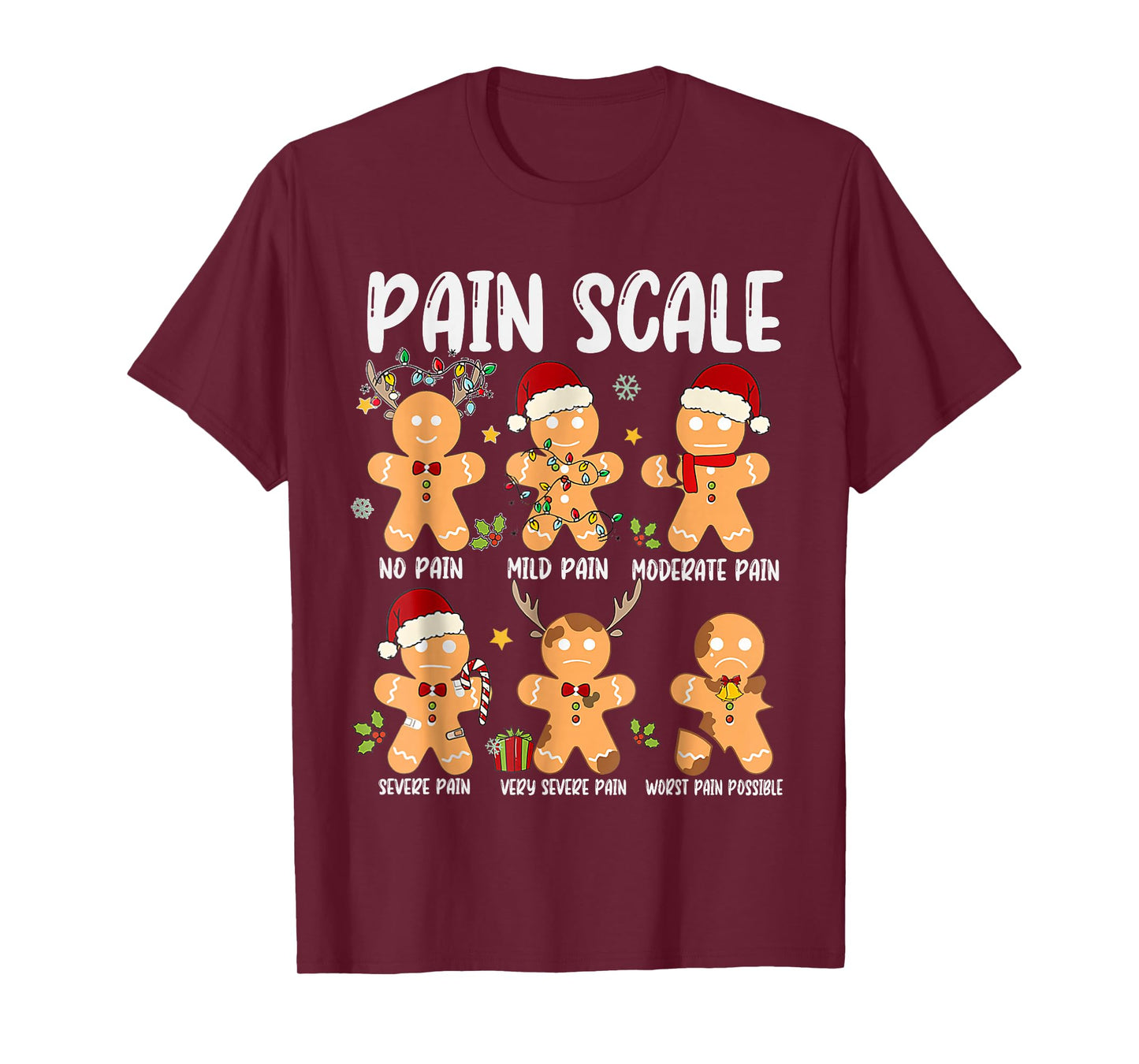 Pain Scale Gingerbread Trauma Nurse Christmas Nursing T-Shirt