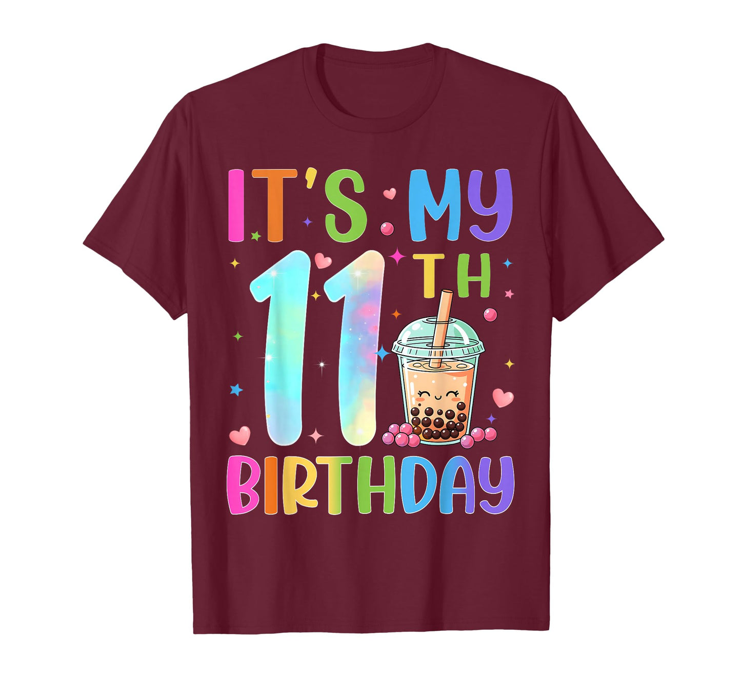 It's My 11th Birthday Bubble Boba Tea Party 11 Year Old Bday T-Shirt