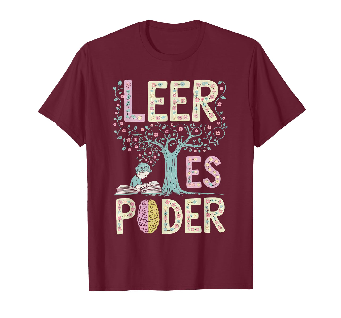 Leer ES Poder Tshirt Mexico Reading Floral Hispanic Heritage T-Shirt