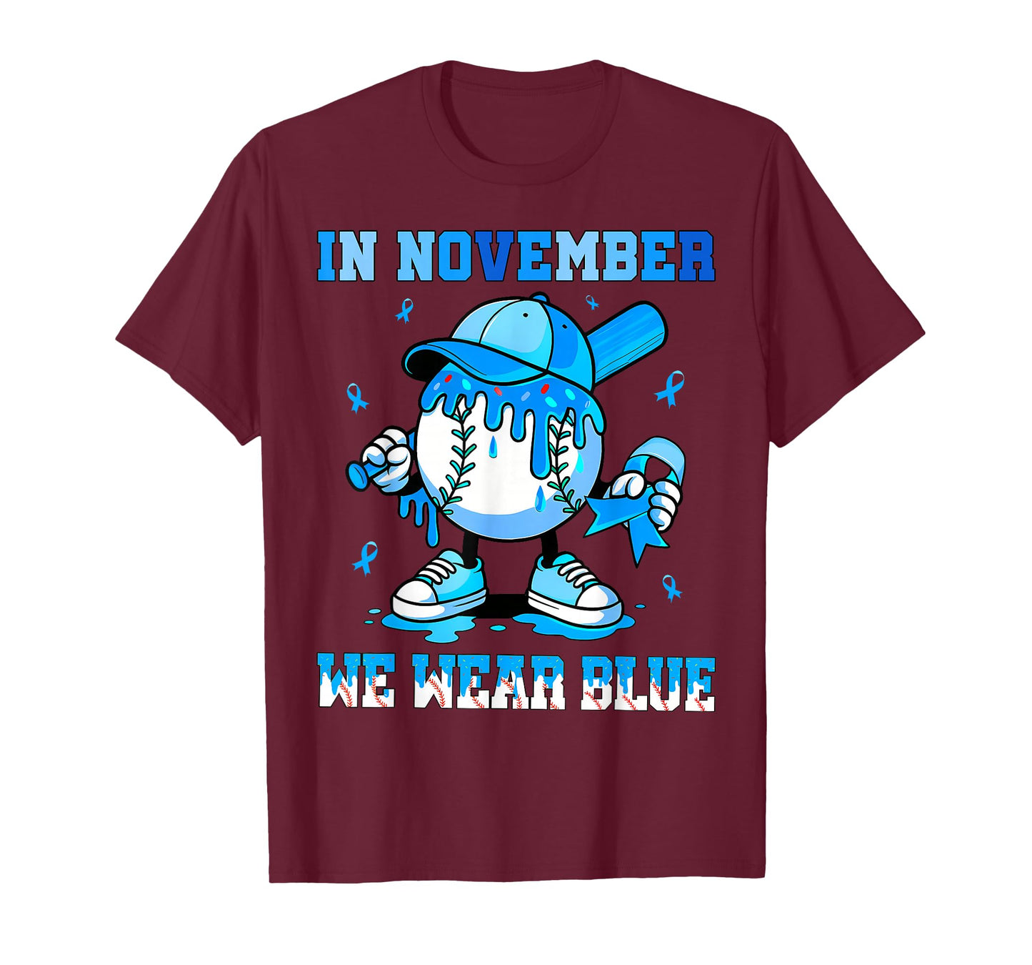 in November We Wear Blue Ice Cream Baseball for Boy Kids T-Shirt