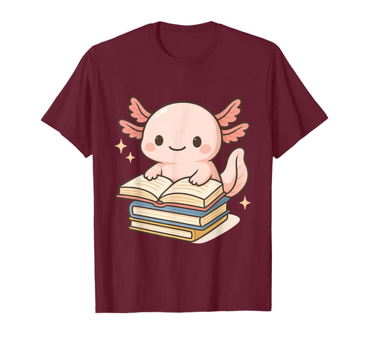 Cute Axolotl Reading Books Shirt Kawaii Axolotl Lover T-Shirt