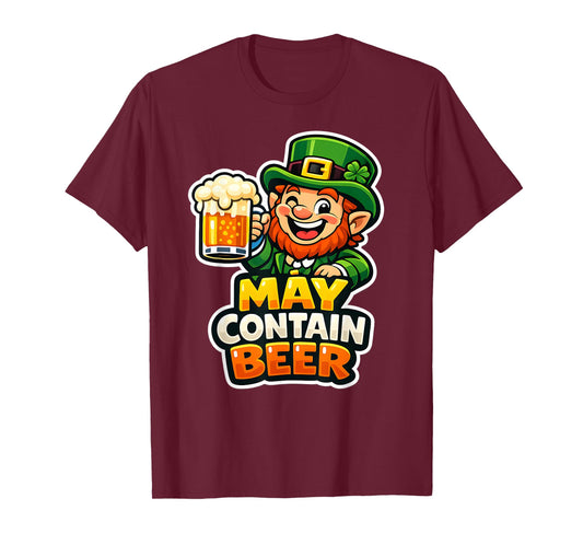 May Contain Beer Funny St Patricks Day Shamrock T-Shirt