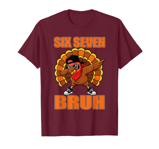 Six Seven 67 Turkey Dabbing 6 7 Thanksgiving Men Boys Kids T-Shirt