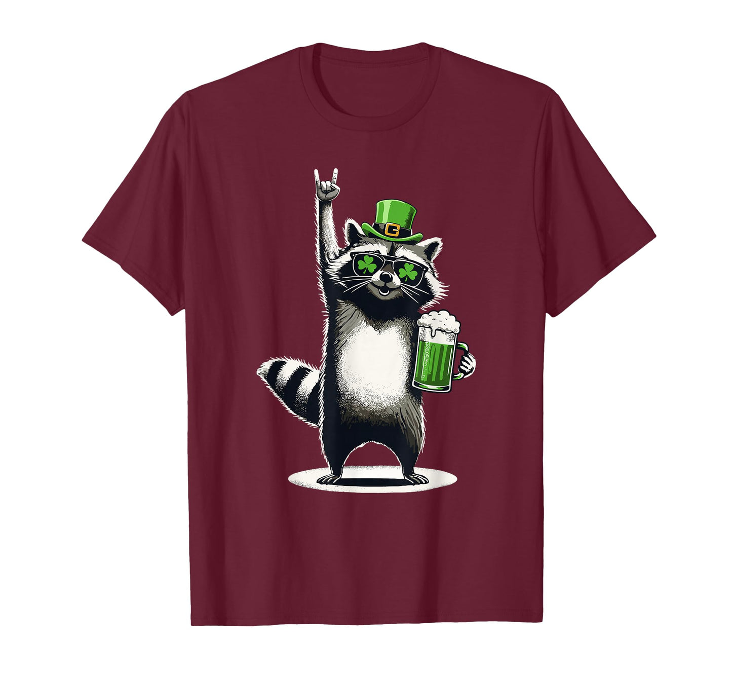 Raccoon St Patty's Shamrock Beer Funny St Patrick's Day T-Shirt