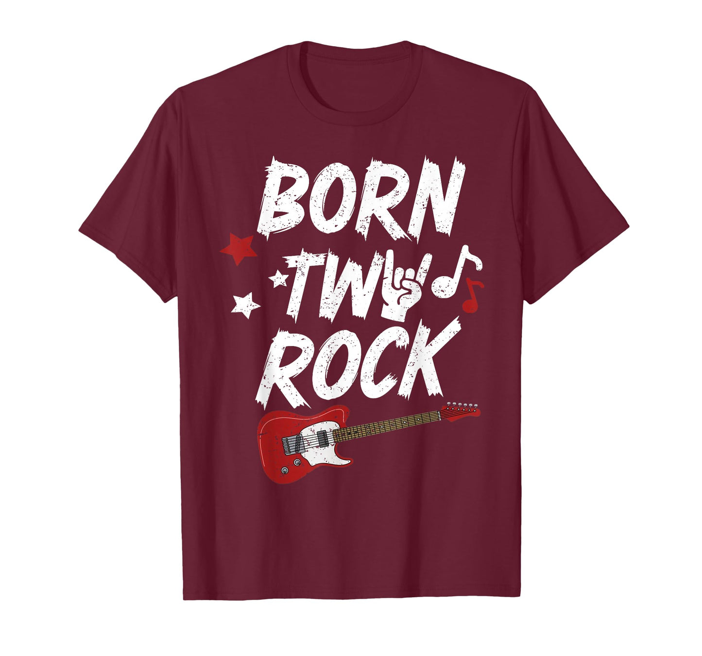 Kids 2nd Birthday Guitar Born Two 2 Year Old Rock Bday Boys T-Shirt